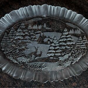 Decorative Glass Platter with Scenic Design